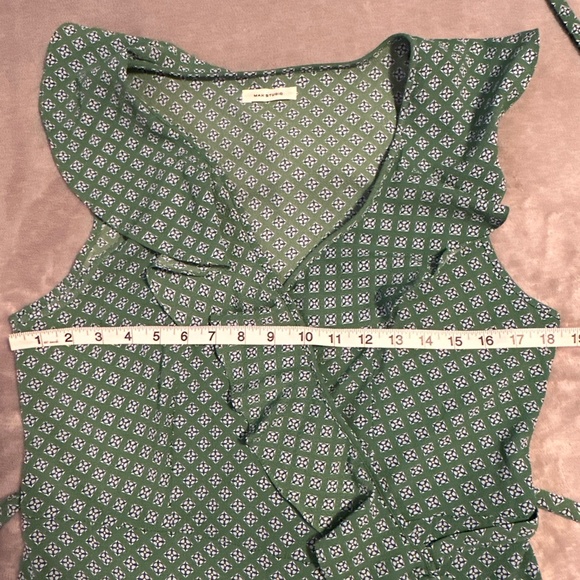 Max Studio Wrap Dress Womens Small Green Sleeveless Ruffled High Low Hem Maxi - Picture 3 of 4